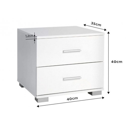 Sada nočných stolíkov, 2 kusy, biele, 40 x 40 x 35 cm