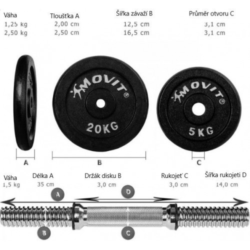 MOVIT sada liatinových činiek - 2 x 10 kg