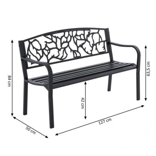 Záhradná kovová lavička v starožitnom štýle, 127 x 84 cm