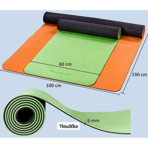 MOVIT Jóga podložka na cvičenie, 190 x 60 cm, svetlozelená