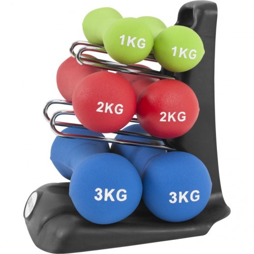 Gorilla Sports 12 kg ergonomický set jednoručiek so stojanom