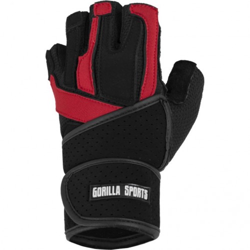 Gorilla Sports Rukavice vrátane bandáže, čierna/červená, S