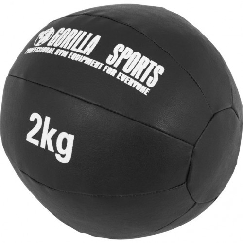 Gorilla Sports Kožený medicinbal, 2 kg, čierny Gorilla Sports Kožený medicinbal, 2 kg, čierny