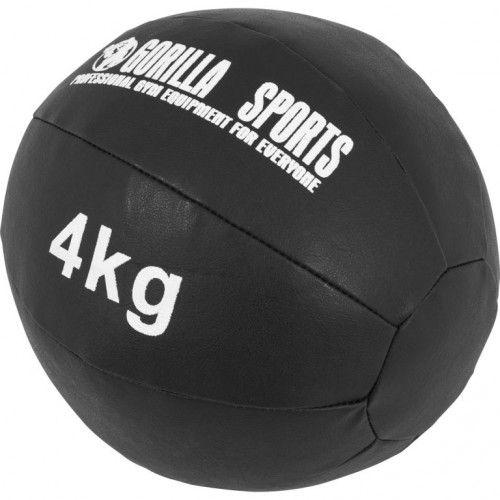Gorilla Sports Kožený medicinbal, 4 kg, čierny Gorilla Sports Kožený medicinbal, 4 kg, čierny
