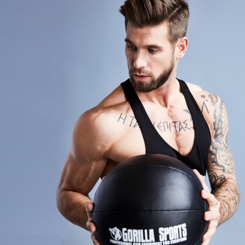 Gorilla Sports Kožený medicinbal, 4 kg, čierny Gorilla Sports Kožený medicinbal, 4 kg, čierny