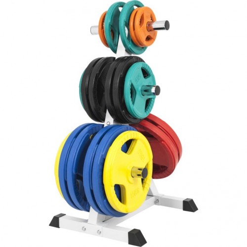 Gorilla Sports Stojan na záťažové dosky, 50/51 mm, biely