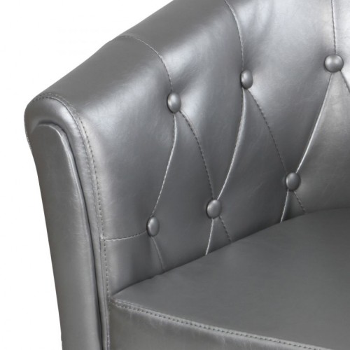 MIADOMODO Kreslo Chesterfield, 58 x 71 x 70 cm, strieborné