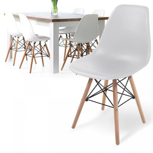 MIADOMODO sada jedálenských stoličiek, 6 kusov, biele