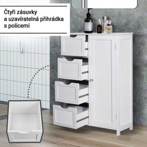 Miadomodo Úložná skrinka so 4 šuplíkmi 55x30x82 cm - biela