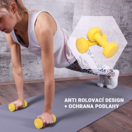 Gorilla Sports Jednoručky na aerobik, 2 x 4 kg, žlté