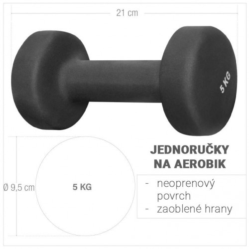 Gorilla Sports Jednoručky na aerobik, 2 x 5 kg, čierne