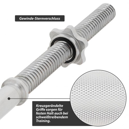 MAXXIVA Zakrivená obojručná EZ tyč 120 cm, strieborná