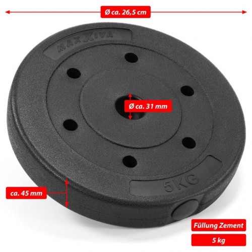 MAXXIVA sada závažia 4 x 5 kg, cement, čierna