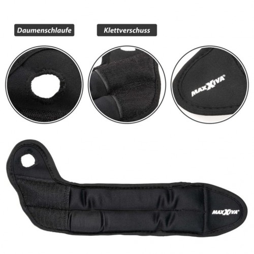 MAXXIVA sada záťažových manžiet na ruky, 2 x 0,5 kg, čierna