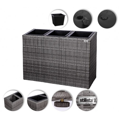 STILISTA stojan na 3 kvetináče, šedý, 84 x 29 x 60 cm