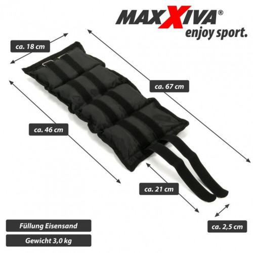 MAXXIVA záťažové manžety, 2 x 3 kg, čierna