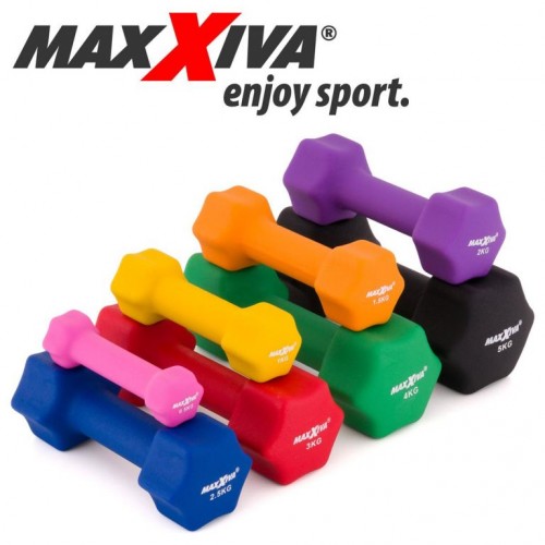 MAXXIVA sada činiek s neoprénovým poťahom 2x 2,5 kg, modrá