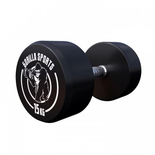 Gorilla Sports Guľaté jednoručné činky, gumové, 2 x 15 kg