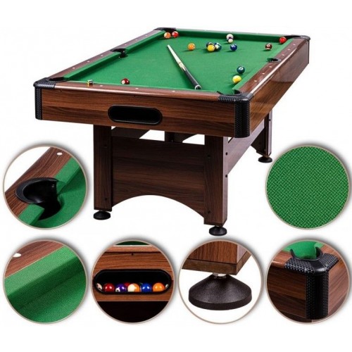 GamesPlanet biliardový stôl 6 ft, čierno / zelen s vybavením