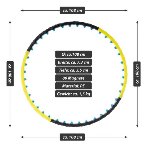 MAXXIVA hula- hoop masážna obruč, 108 cm, čierno-žltá
