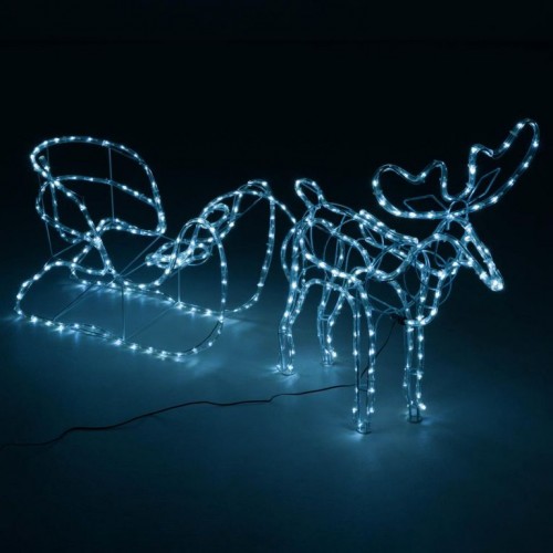 Vianočná dekorácia- sob so saňami studene biely, 140 cm