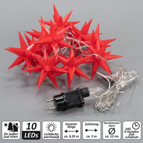 Vianočné LED hviezdy - červené, 10 LED Vianočné LED hviezdy - červené, 10 LED