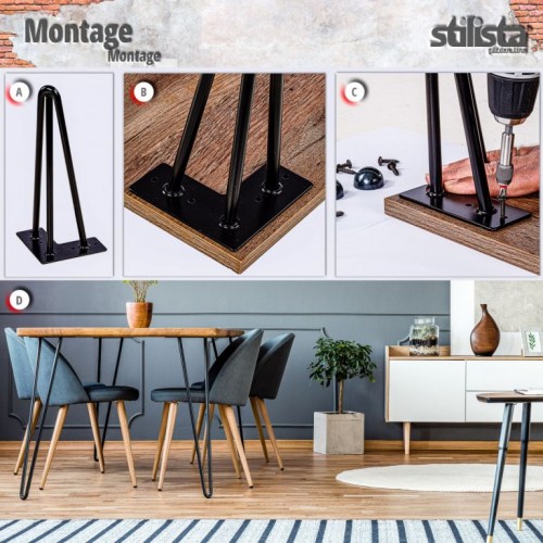 Nábytková noha z 2 tyčiek, 10 cm, čierna