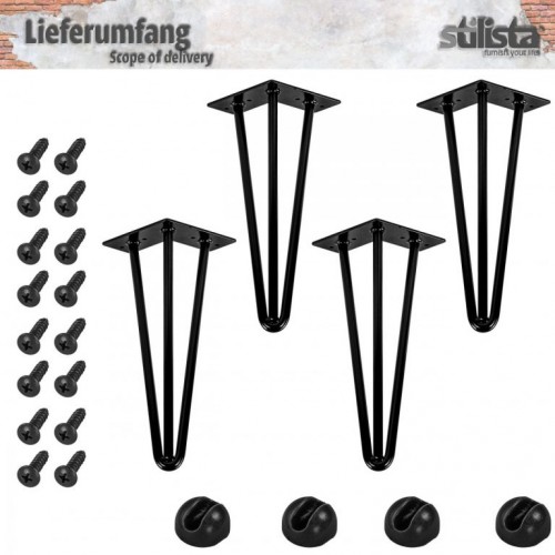 Nábytková noha z 3 tyčiek, 30 cm, čierna