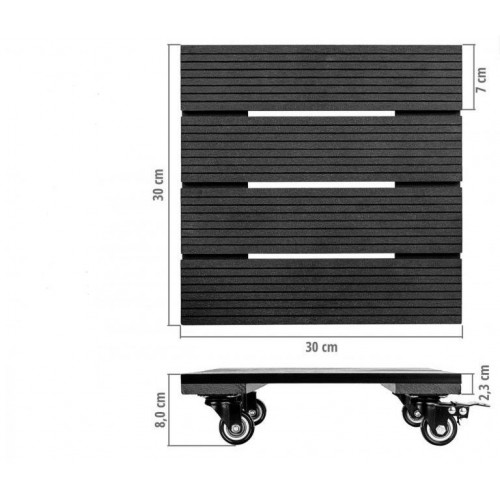 STILISTA pojazdný podstavec na rastliny- štvorec sv. hnedý