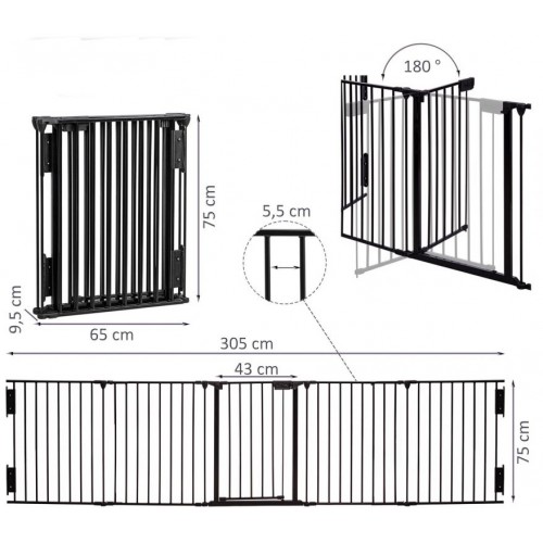 Stilista krbová zástena, kov, 3050 x 755 x 600 cm
