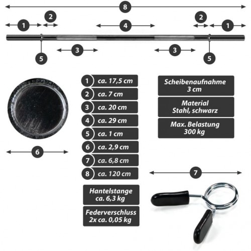 Maxxiva vzpieračská tyč na nakladanie,pružina,čierna,120 cm