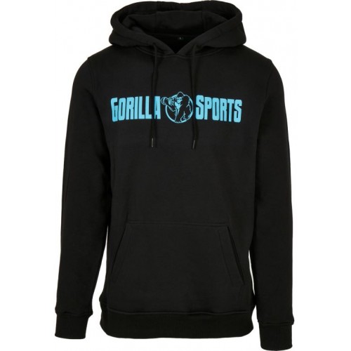 Gorilla Sports Mikina s kapucňou, čierna/neónovo tyrkysová, S
