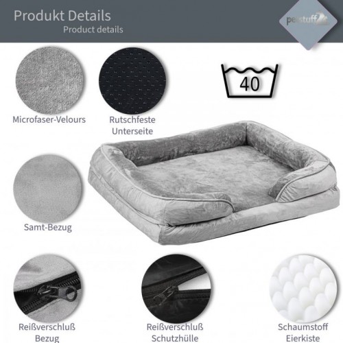 Pelech pre psa veľkosť L, svetle-šedý, 106 x 80 x 18 cm