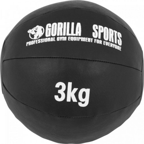 Gorilla Sports Sada kožených medicinbalov, 12 kg, čierna