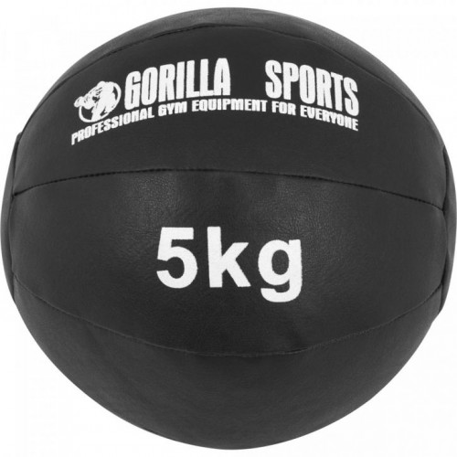 Gorilla Sports Sada kožených medicinbalov, 15 kg, čierna