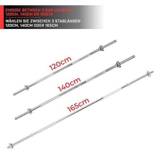 Physionics činková chrómovaná ty, 120 cm + hviezdicové zámky