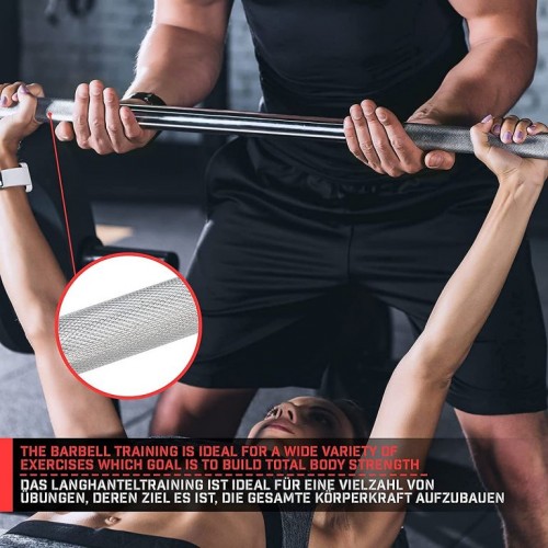 Physionics činková chrómovaná tyč,165 cm + hviezdicové zámky