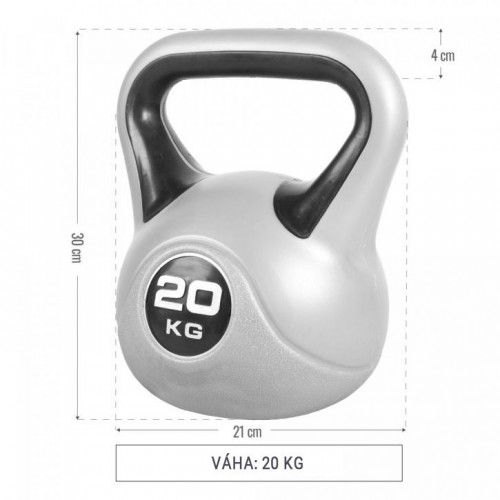 Gorilla Sports Kettlebell činka, vinylová, čierna, 20 kg