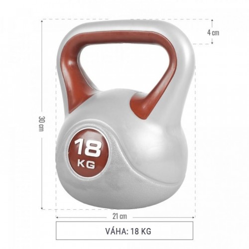 Gorilla Sports Kettlebell činka, vinylová, hnedá, 18 kg