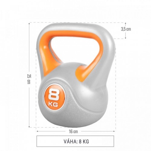 Gorilla Sports Kettlebell činka, vinylová, oranžová, 8 kg