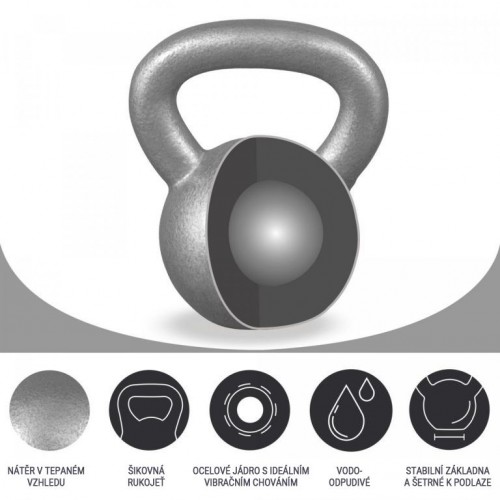 Gorilla Sports Kettlebell činka, liatinová, sivá, 20 kg