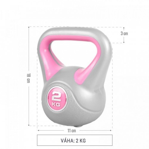 Gorilla Sports Kettlebell činka, vinylová, ružová, 2 kg