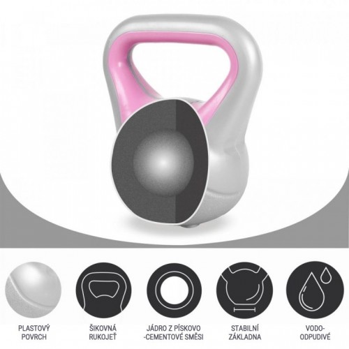 Gorilla Sports Kettlebell činka, vinylová, ružová, 2 kg Gorilla Sports Kettlebell činka, vinylová, ružová, 2 kg