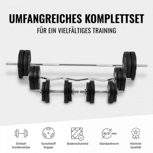 Gorilla Sports Sada posilňovacej lavice + nakladací set, čierna