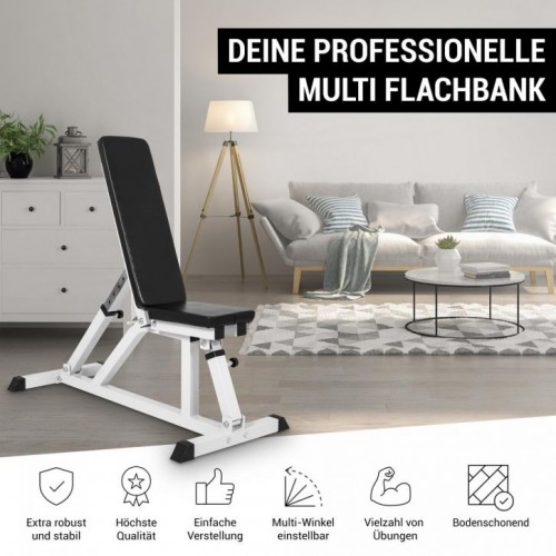 Gorilla Sports Polohovateľná lavička, 119 cm, biela