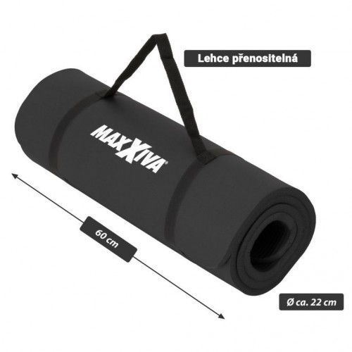 MAXXIVA gymnastická podložka, čierna, 190 x 60 x 1,5 cm