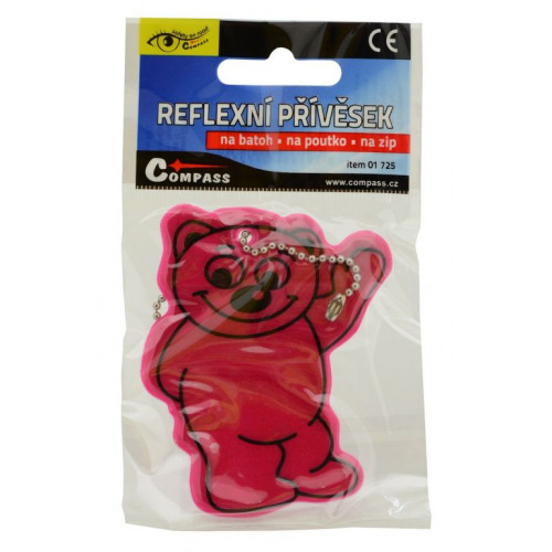 Reflexný prívesok medvedík, ružový