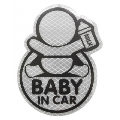 Samolepka reflexná Baby in car - strieborná