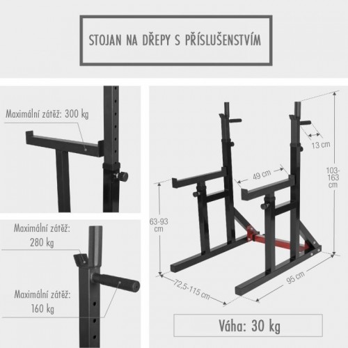 Gorilla Sports Stojan na drepy s príslušenstvom, 50 mm