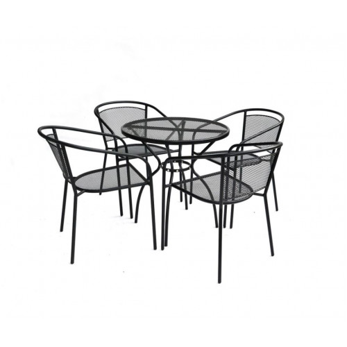 Záhradný celokovový okrúhly stôl ZWMT-06, 72 cm, čierny